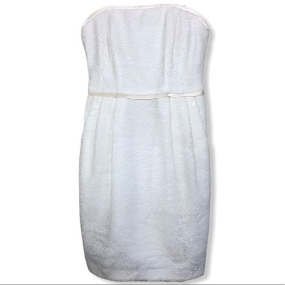 Nanette Lepore White Sequin Strapless Ribbon Trim Dress size 0 - Picture 5 of 15